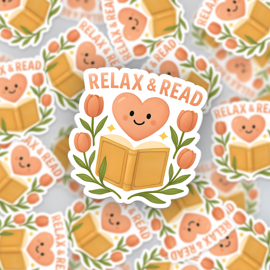 Relax & Read Book Lover Aesthetic Sticker