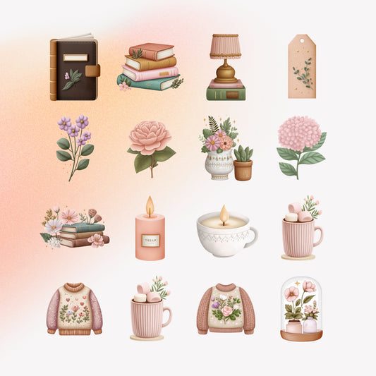 Bookish Ritual Digital Sticker Pack | 50 Cozy Reading & Self-Care Stickers