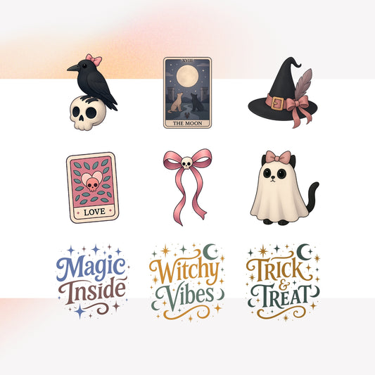 Witchy Girly Vibes Sticker Pack - Halloween Freebies