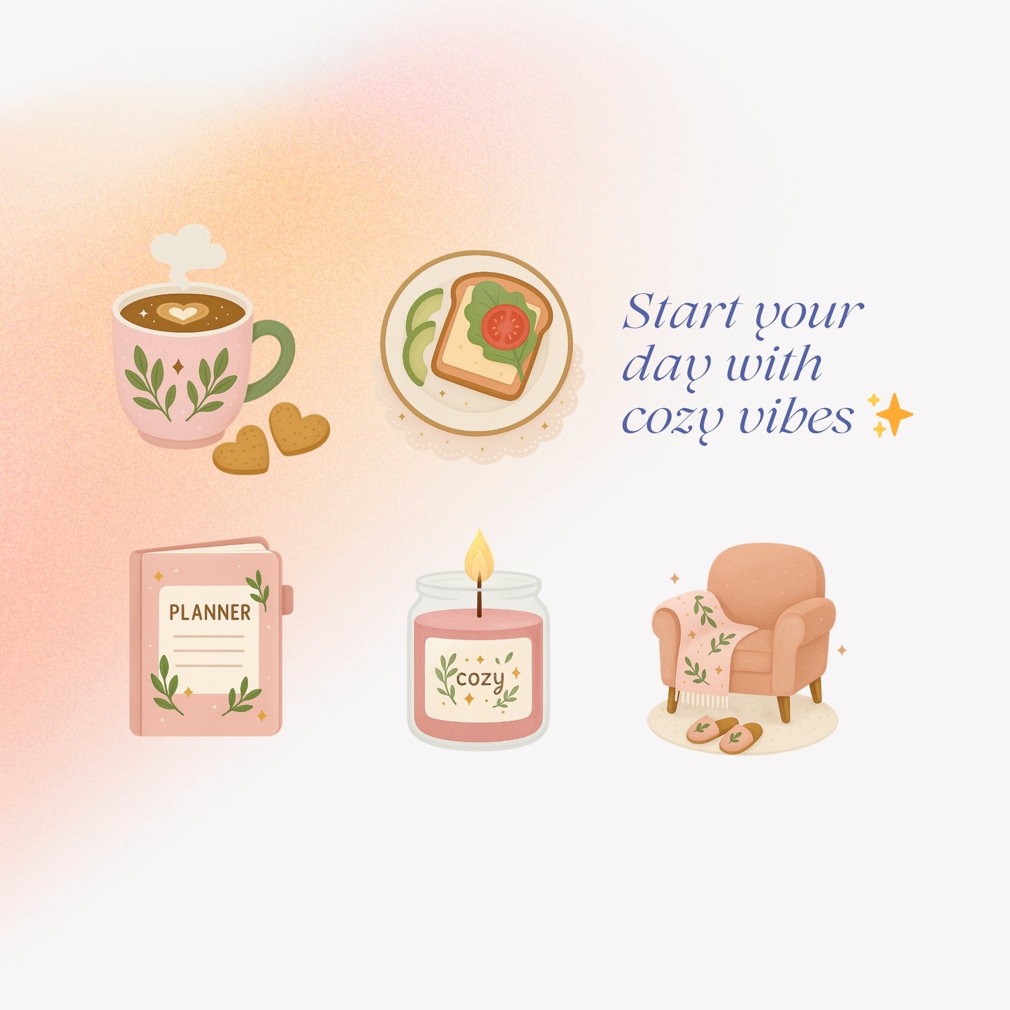 Cozy Morning Sticker Pack - Dreamy Mini Collection for Digital Planners