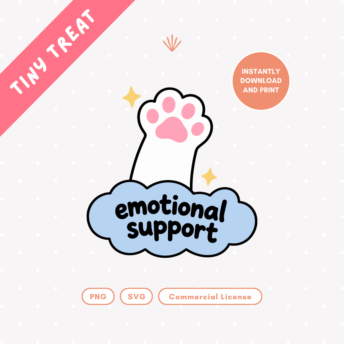 Cute Supportive Pink Cat Paw PNG & SVG
