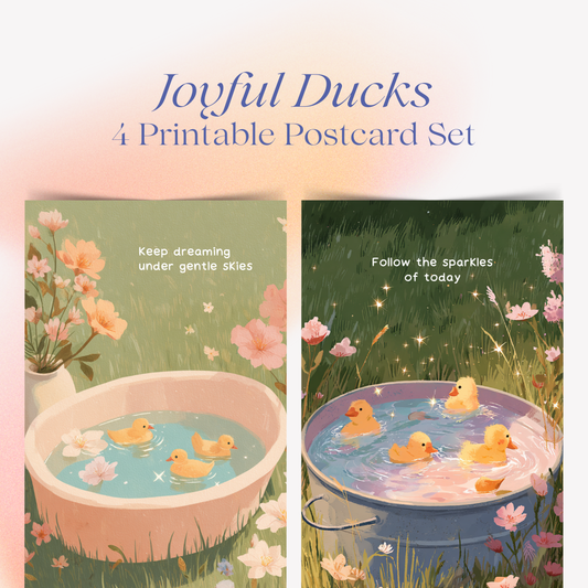 Duckling Dreams Postcard Set | 4 Printable Cards
