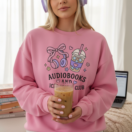 Audiobooks and Iced Coffee Club PNG SVG