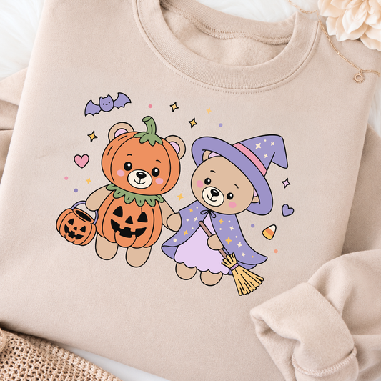 Halloween Pumpkin and Witch Teddy Bear PNG SVG