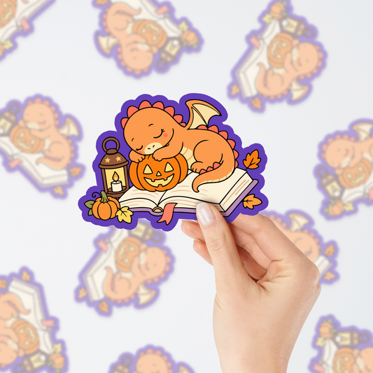 Sleeping Pumpkin Bookish Dragon PNG SVG