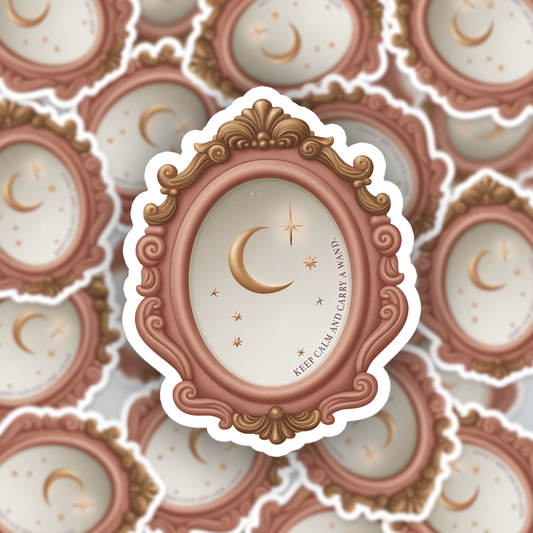 Mirror Stickers - Keep Calm and Carry a Wand Witchy Design