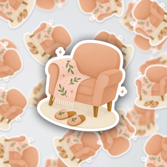 Cozy Chair with Cute Slippers Sticker