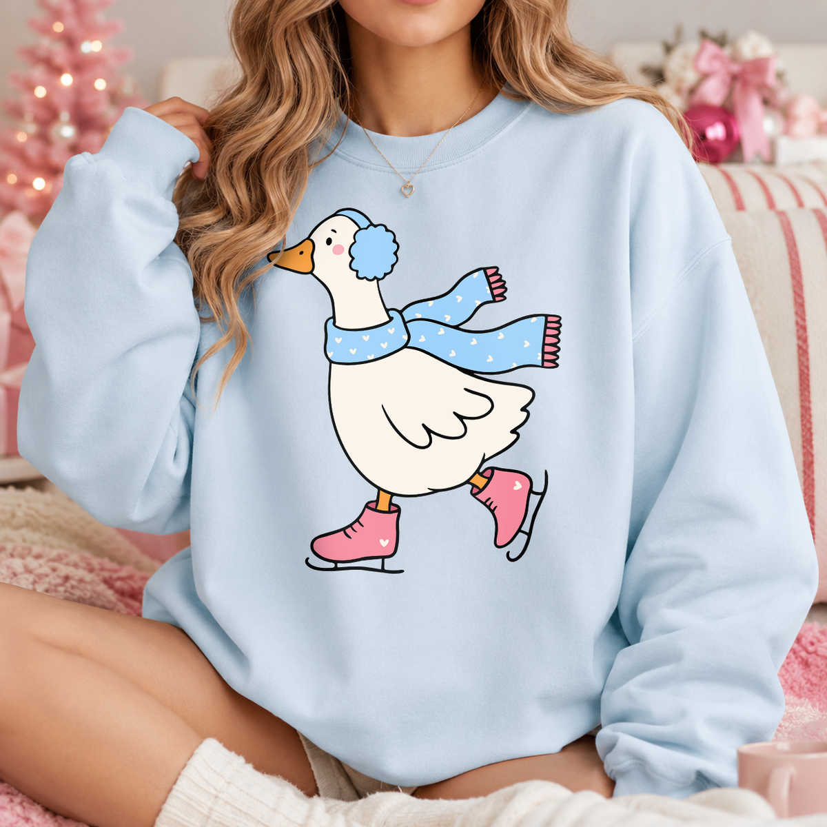 Skating Into the Holidays Goose SVG PNG