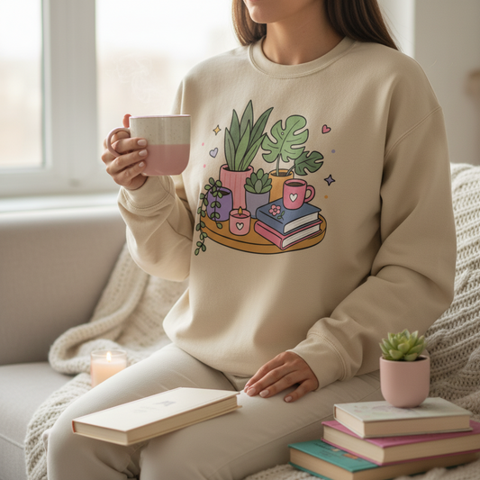 Books Coffee and Plants SVG PNG