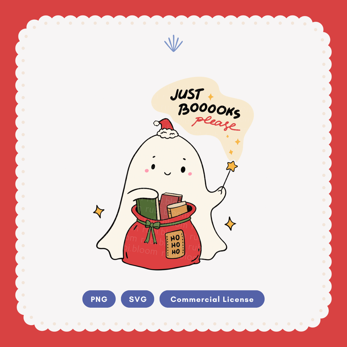 Just Books Please Christmas Ghost SVG PNG