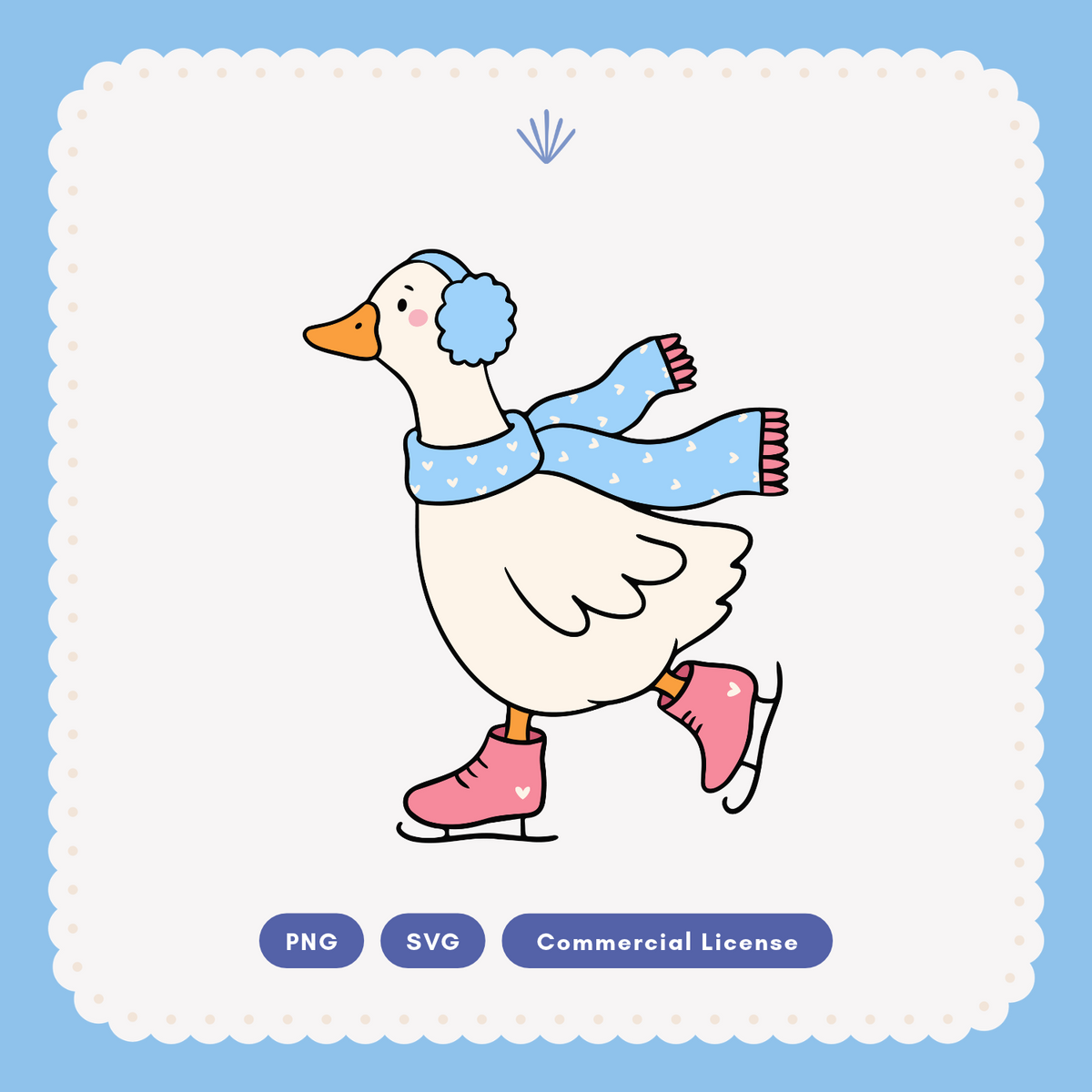 Skating Into the Holidays Goose SVG PNG