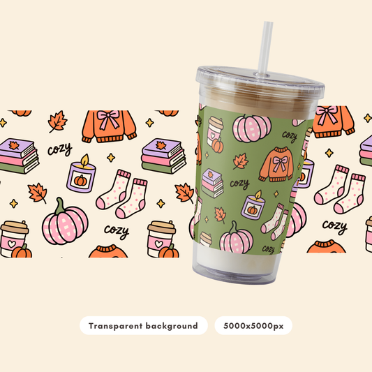 Cozy Season Seamless Pattern PNG