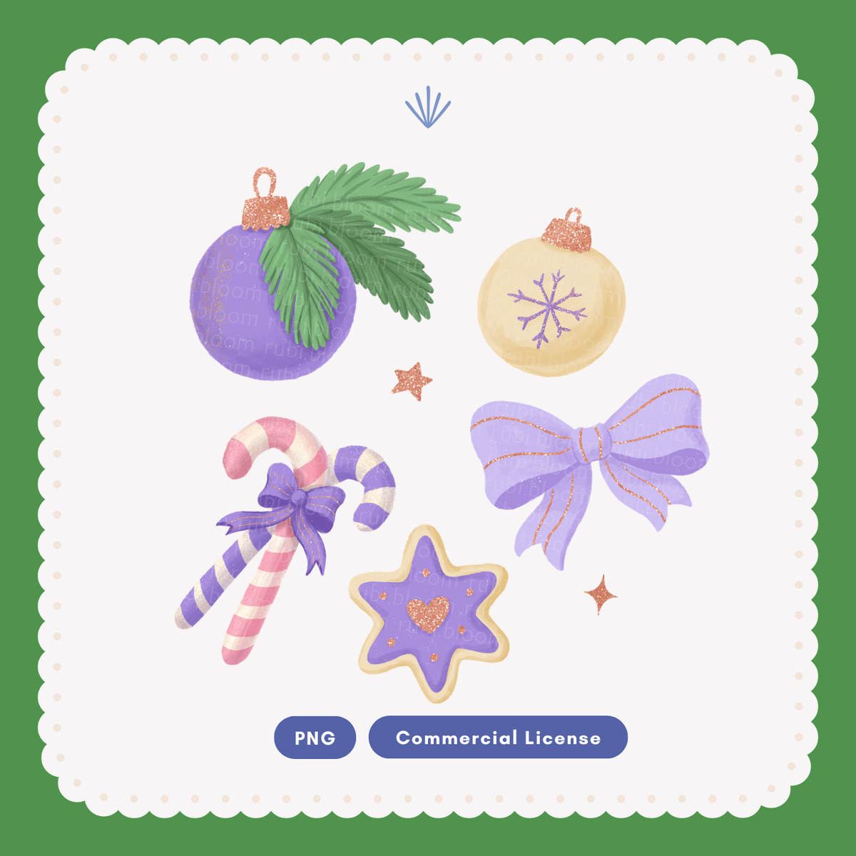 Lavender Coquette Christmas Clipart PNG Bundle