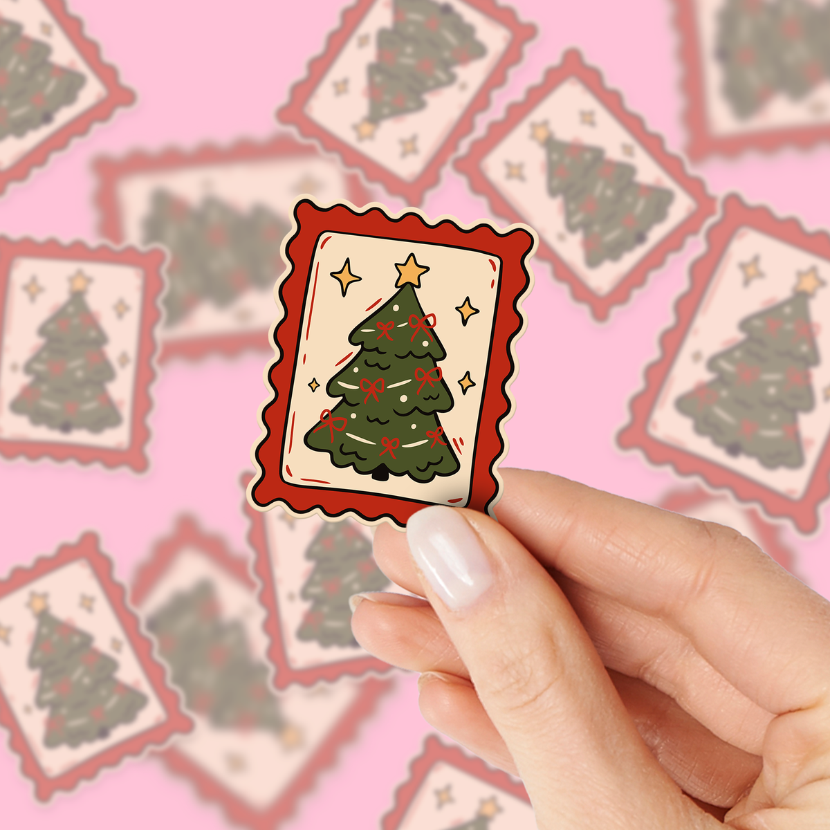 Retro Christmas Postage Stamp SVG PNG Bundle
