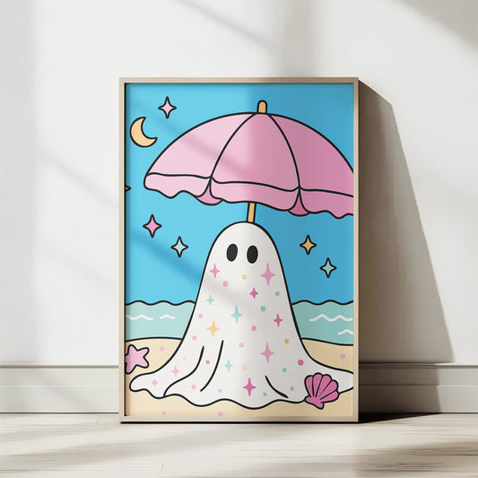 Sparkly Beach Ghost PNG SVG Design