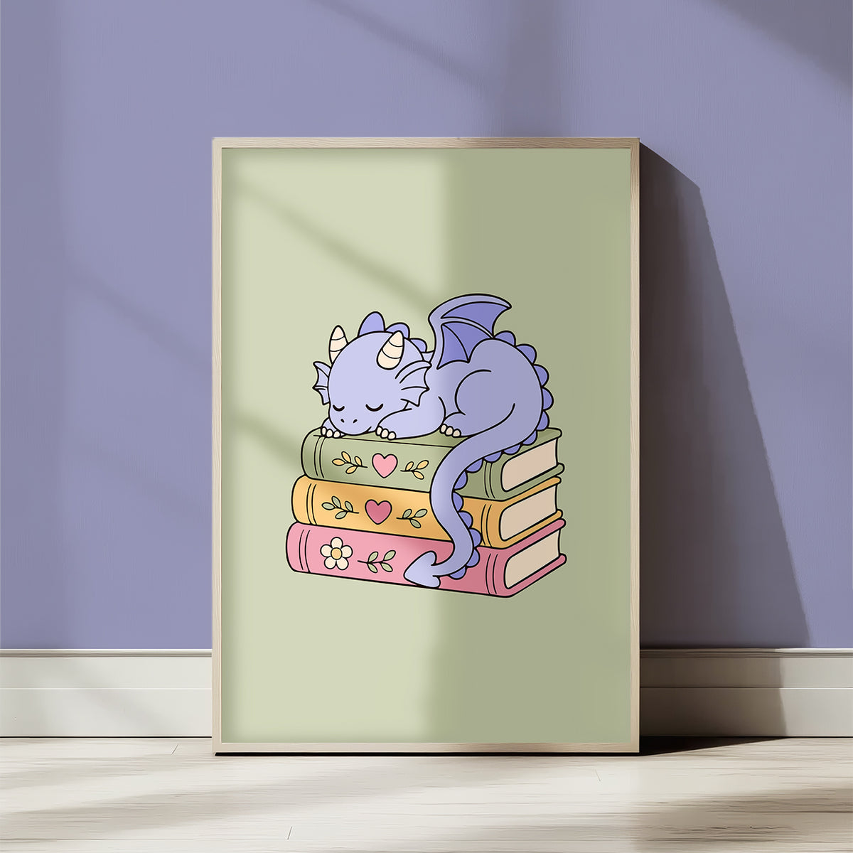 Cute Sleepy Dragon on Books PNG SVG