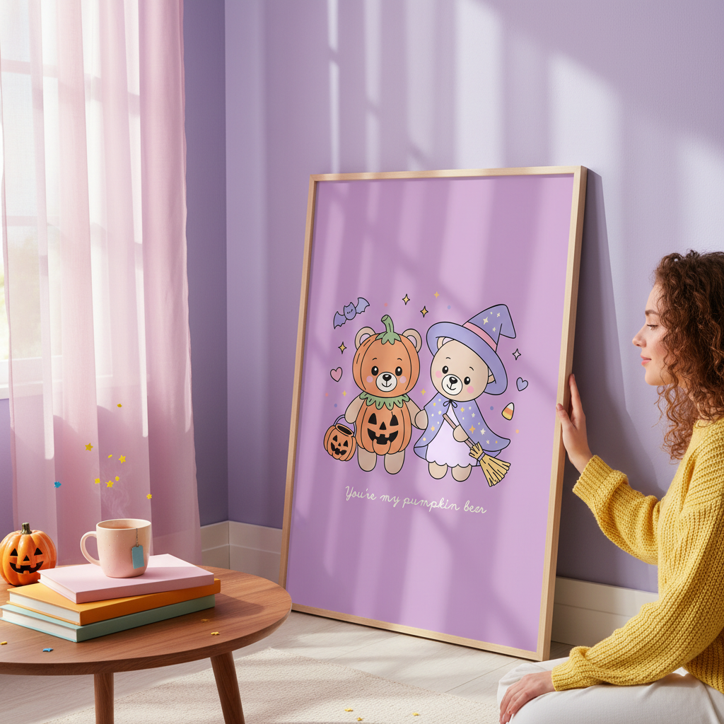 Halloween Pumpkin and Witch Teddy Bear PNG SVG