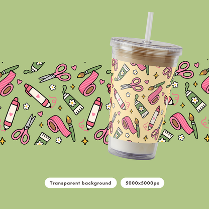 Crafty Girl Club Seamless Pattern PNG