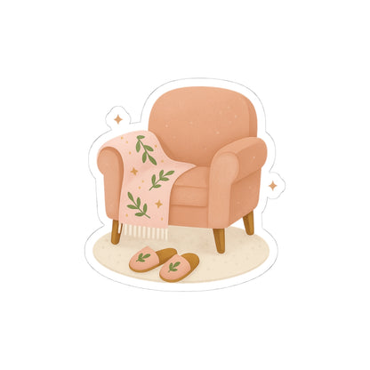 Cozy Chair with Cute Slippers Sticker