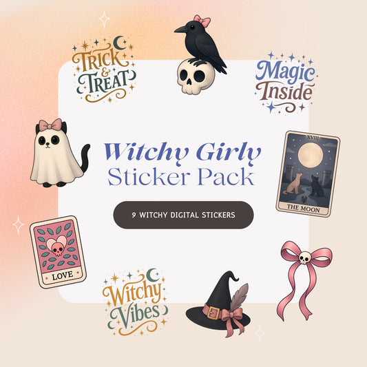 Witchy Girly Vibes Sticker Pack - Halloween Freebies