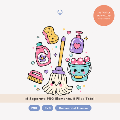 Cleaning Tools SVG and PNG & SVG Set