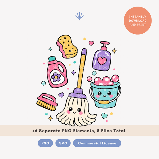 Cleaning Tools SVG and PNG & SVG Set