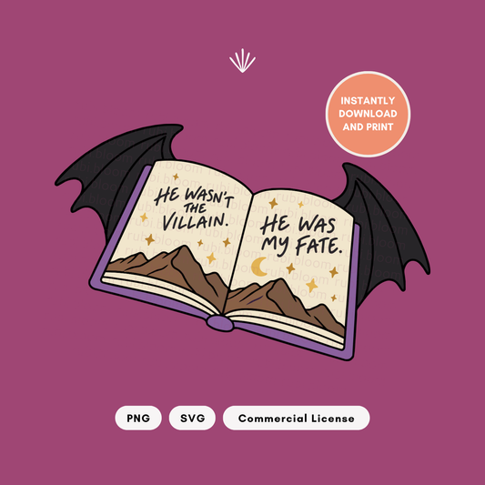 Romantasy Winged Book SVG PNG