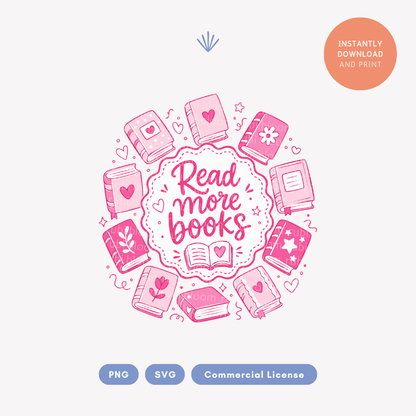Pink Book Lover Design PNG SVG