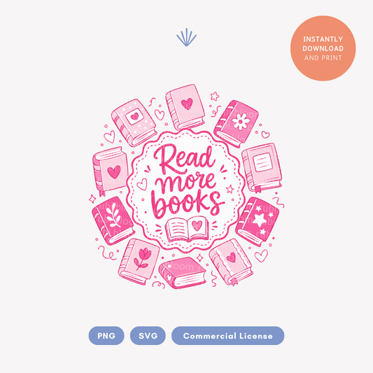 Pink Book Lover Design PNG SVG