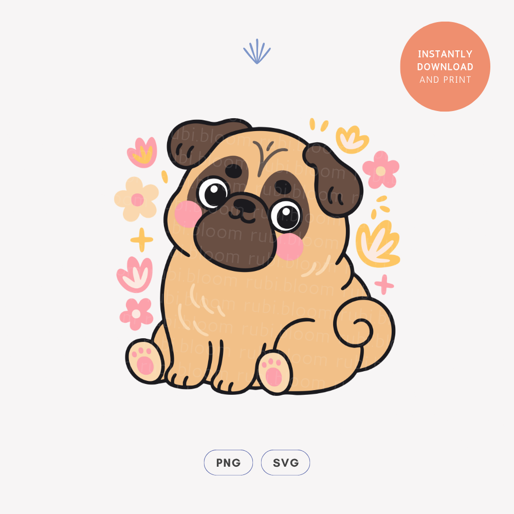 Cute Pug PNG SVG
