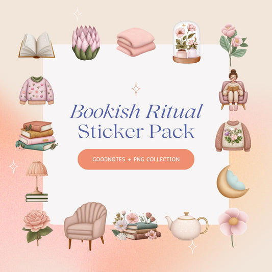 Bookish Ritual Digital Sticker Pack | 50 Cozy Reading & Self-Care Stickers