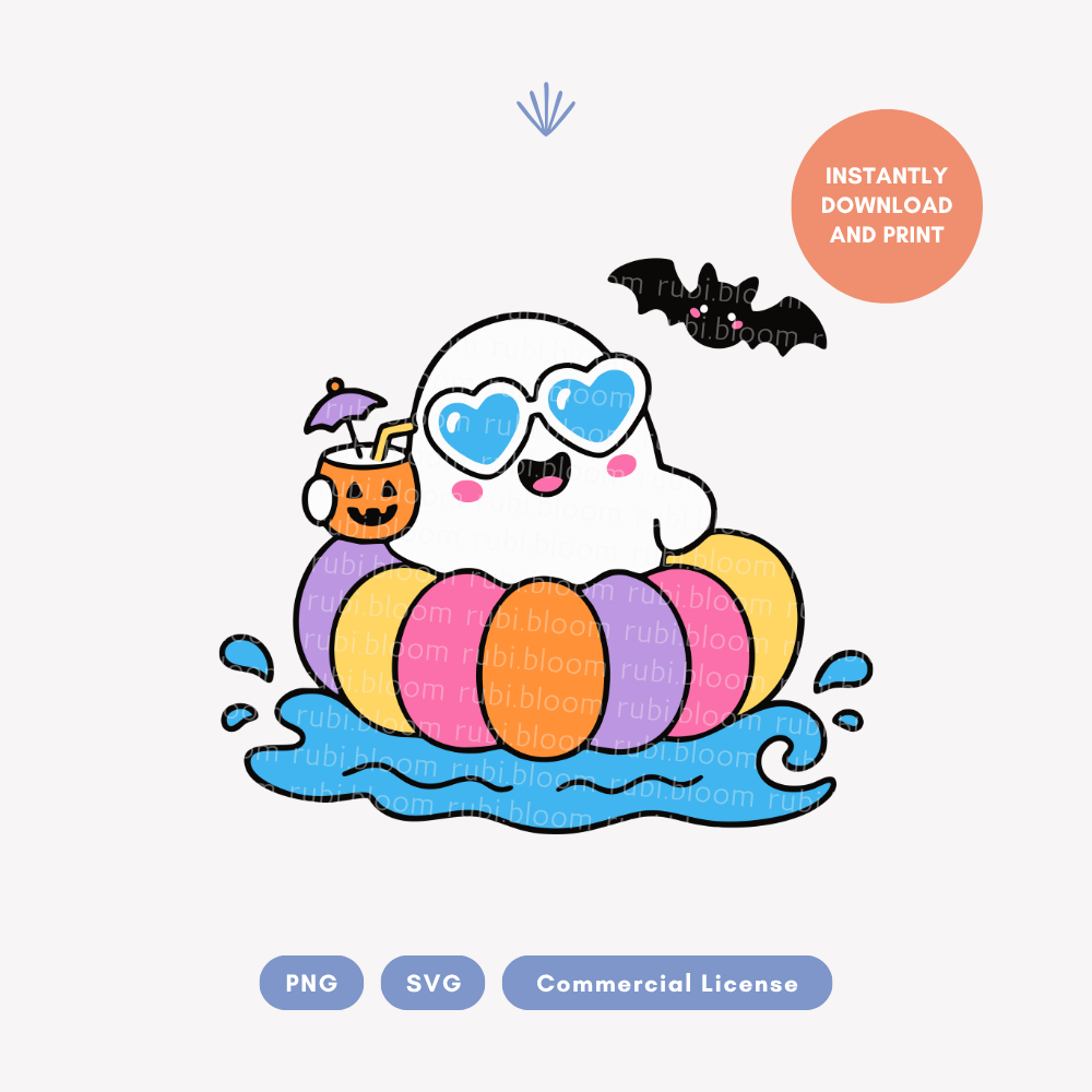Floating Summerween Pool Ghost PNG SVG