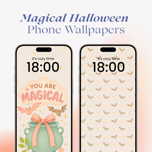 Magical Halloween Phone Wallpapers | Cozy Digital Backgrounds (2 Pack)