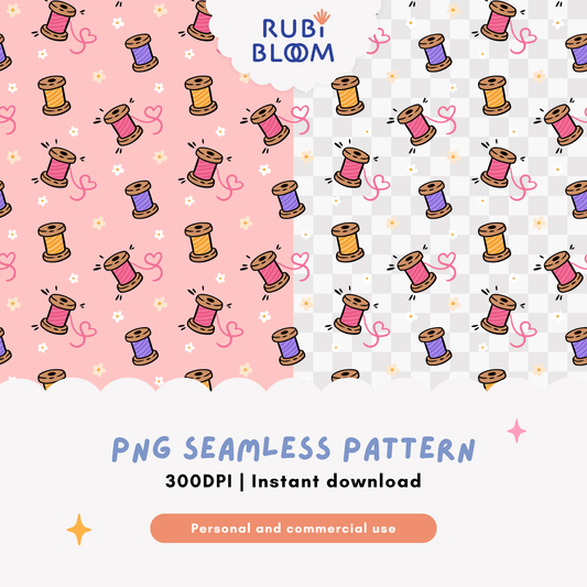 Sewing Sweetheart Seamless Pattern | 2 PNG Files