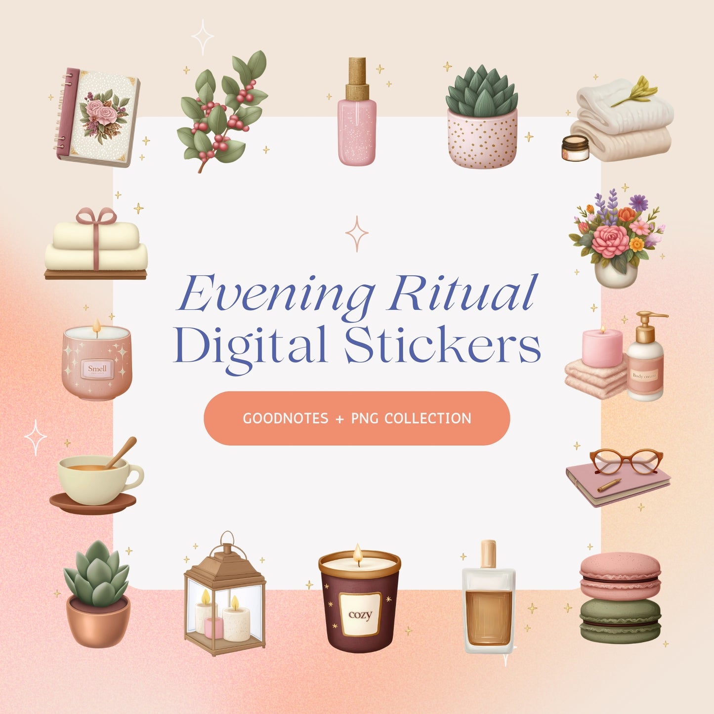 Evening Ritual Digital Sticker Pack for GoodNotes & Digital Planners