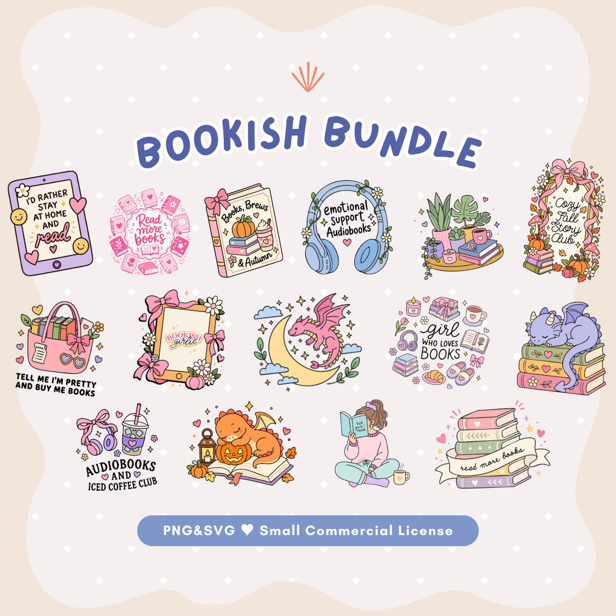 Book Lover Bundle, 17 PNG&SVG