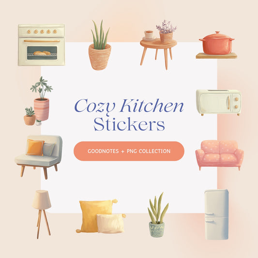 Cozy Kitchen Stickers | Digital GoodNotes + PNG Bundle