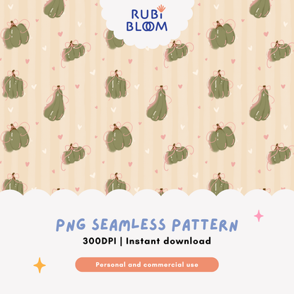 Pink Bow Pumpkin Seamless Pattern PNG