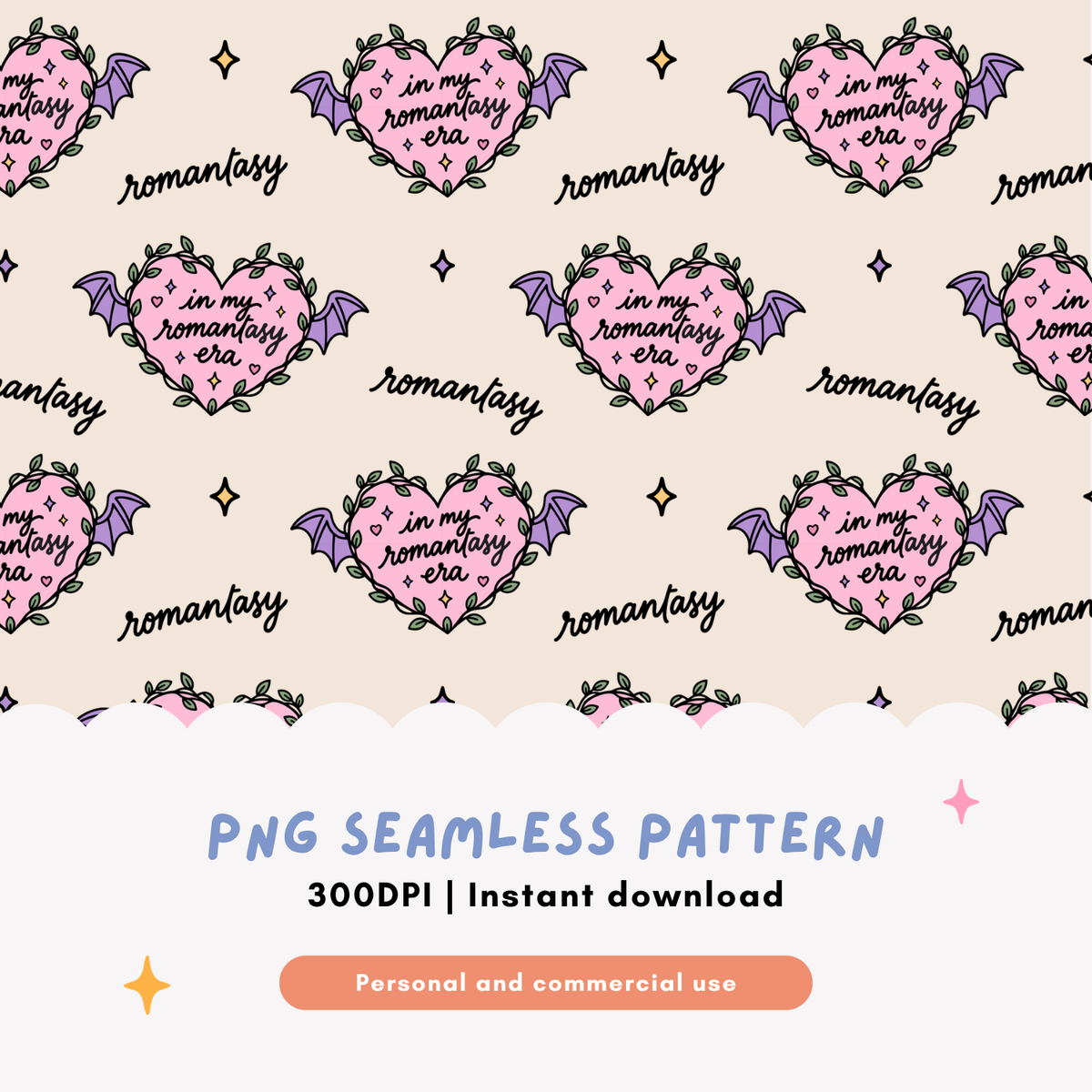 Romantasy Era Seamless Pattern PNG