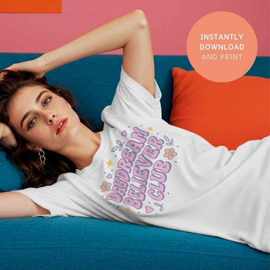 Daydream Believer Club | Cute Pastel Printable PNG & SVG for Dreamers