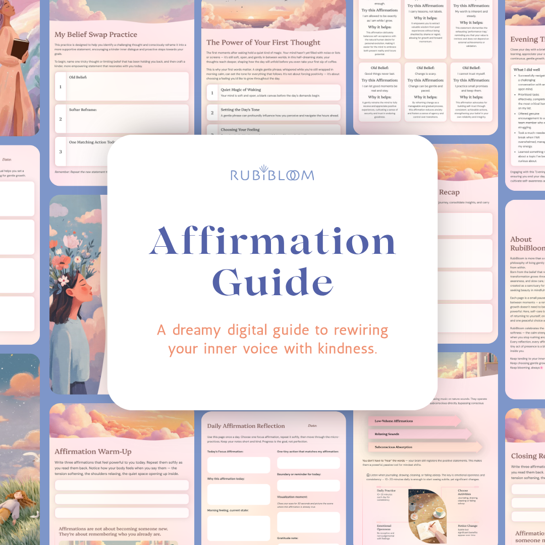 The Power of Affirmations – A 25-Page Digital Self-Discovery Guide by RubiBloom (US Letter PDF)