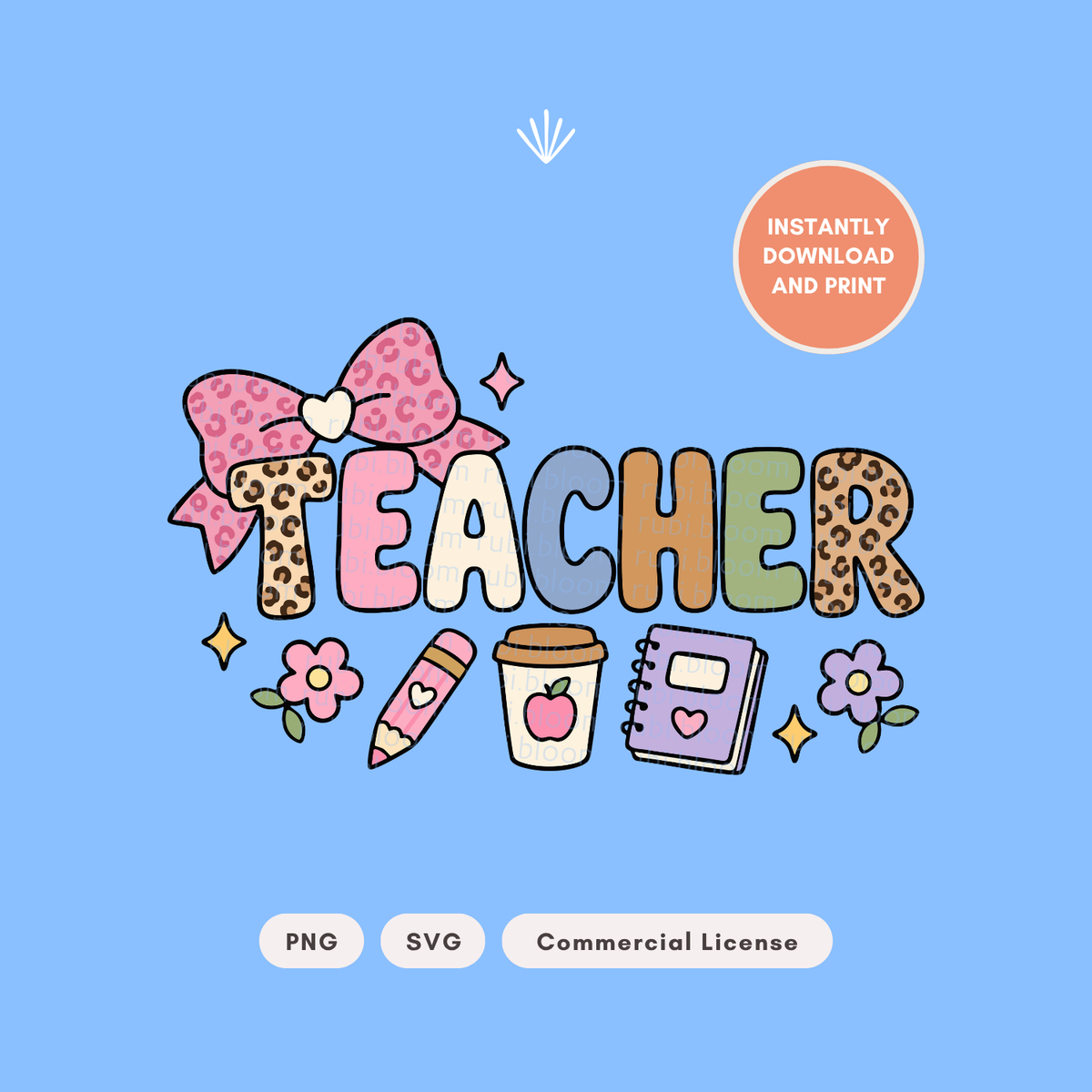 Leopard Coquette Teacher Bow Design PNG SVG