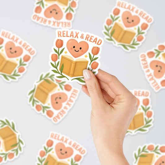 Relax & Read Book Lover Aesthetic Sticker