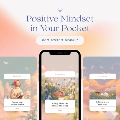 Positive mindset digital affirmation cards – cozy wallpapers with gentle reminders to inspire calm, gratitude and self-love every day.