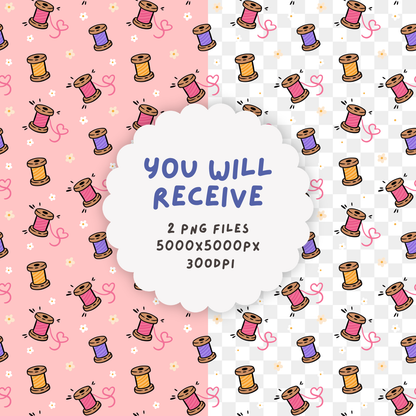 Sewing Sweetheart Seamless Pattern | 2 PNG Files