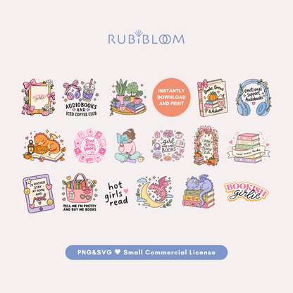Book Lover Bundle, 17 PNG&SVG