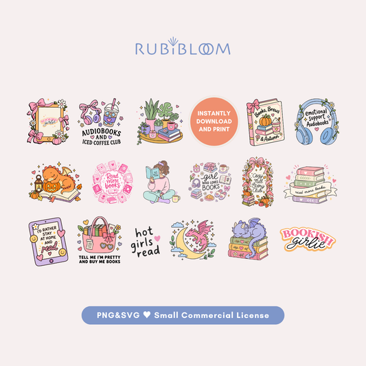 Book Lover Bundle, 17 PNG&SVG