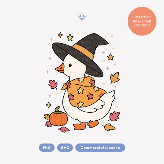 Spooky Cute Witch Hat Fall Goose PNG SVG