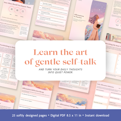 The Power of Affirmations – A 25-Page Digital Self-Discovery Guide by RubiBloom (US Letter PDF)