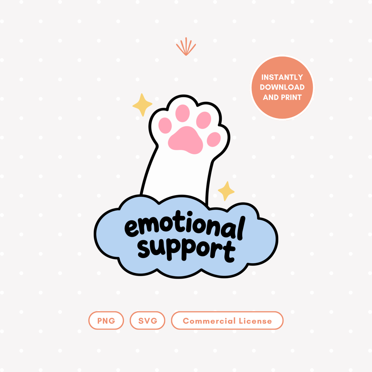 Cute Supportive Pink Cat Paw PNG & SVG